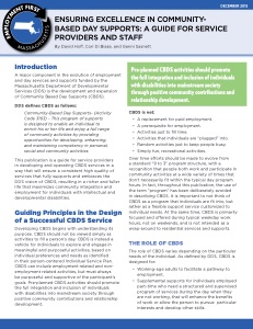 Ensuring Excellence in Community-Based Day Supports: A guide for service providers and staff